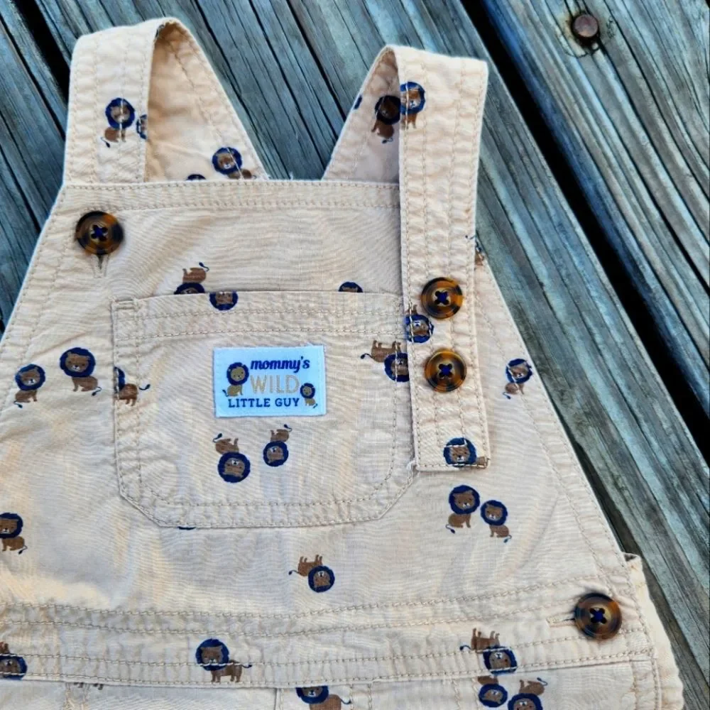 Carter's Baby boys Short Overalls Beige Tan Size 12 Months Adjustable with Snaps